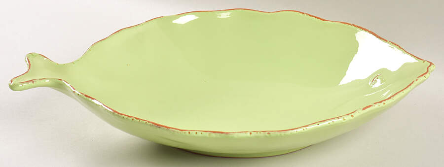 Pesce Pistachio (Green) 15" Large Oval Bowl by Vietri (Italy)-1