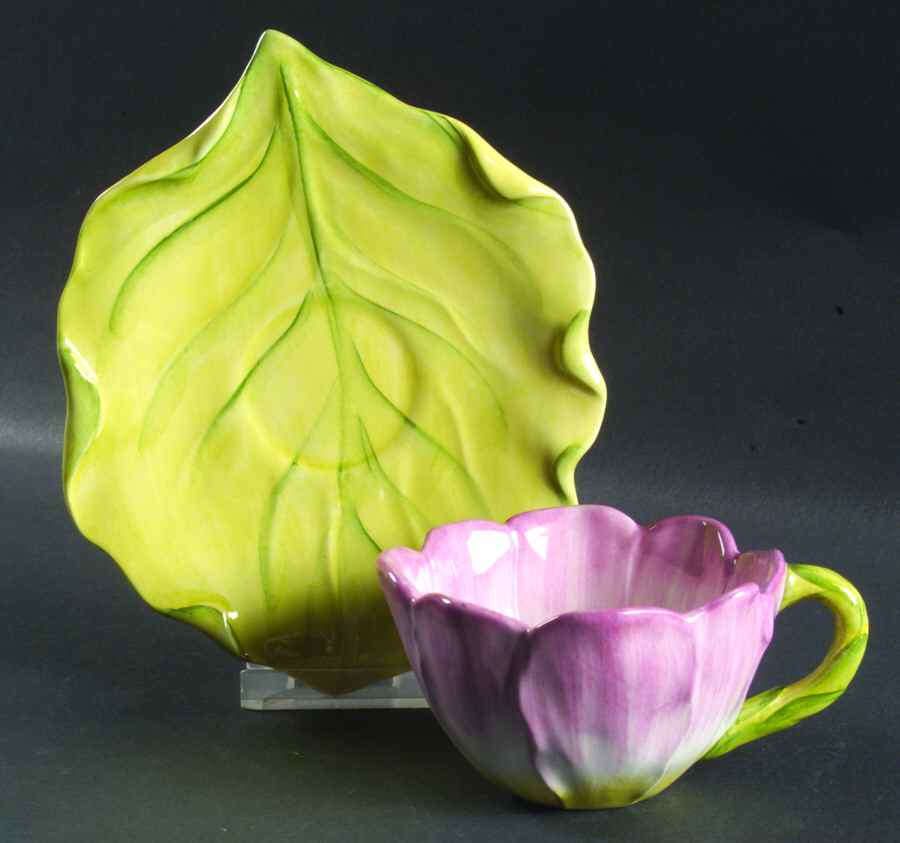 Water Garden Flat Cup & Saucer Set by Vietri (Italy)-1