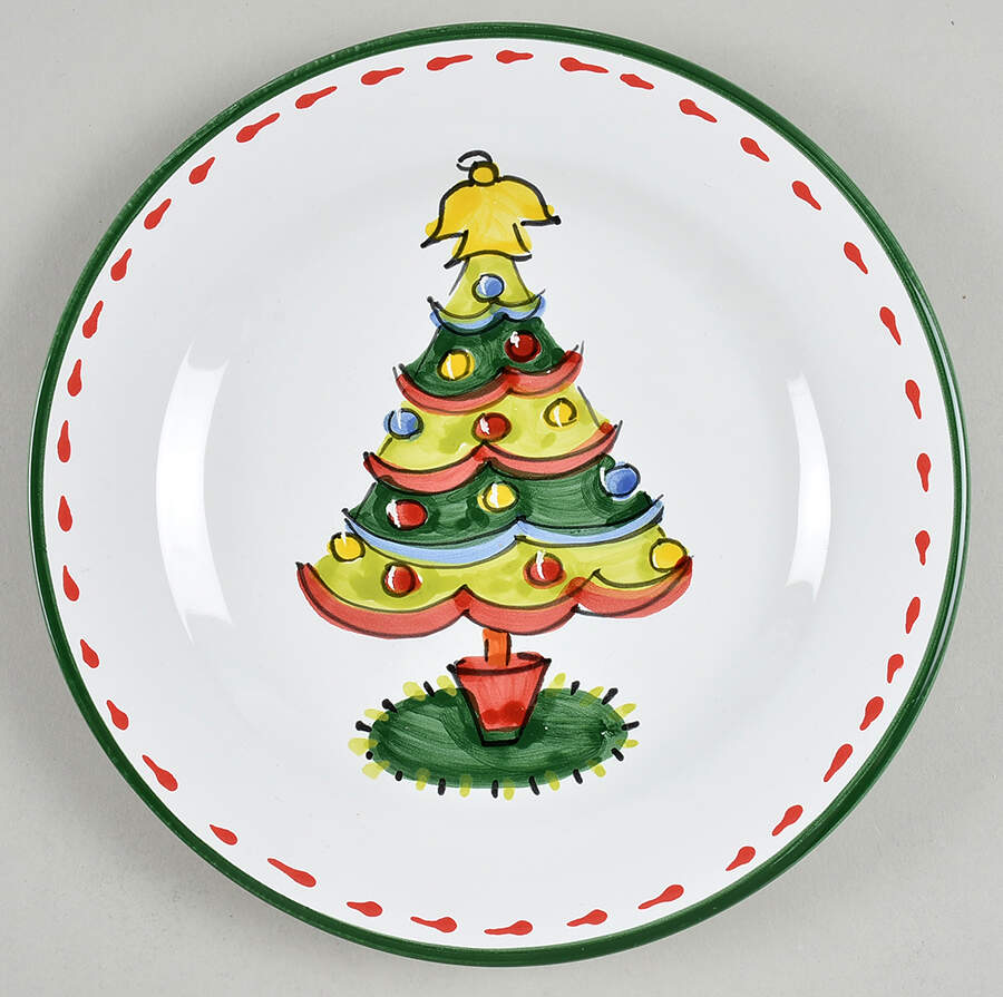 Natale (Green Or Red Trim) Salad Plate by Vietri (Italy)-1