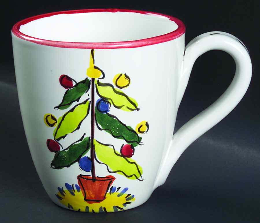 Natale (Green Or Red Trim) Mug by Vietri (Italy)-1