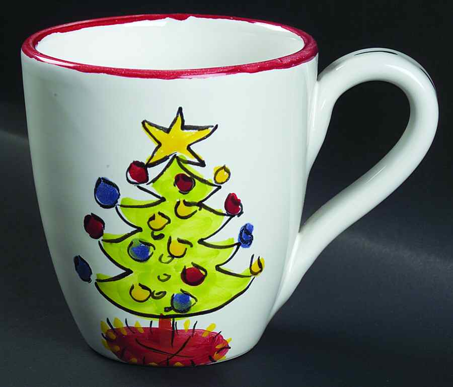 Natale (Green Or Red Trim) Mug by Vietri (Italy)-1