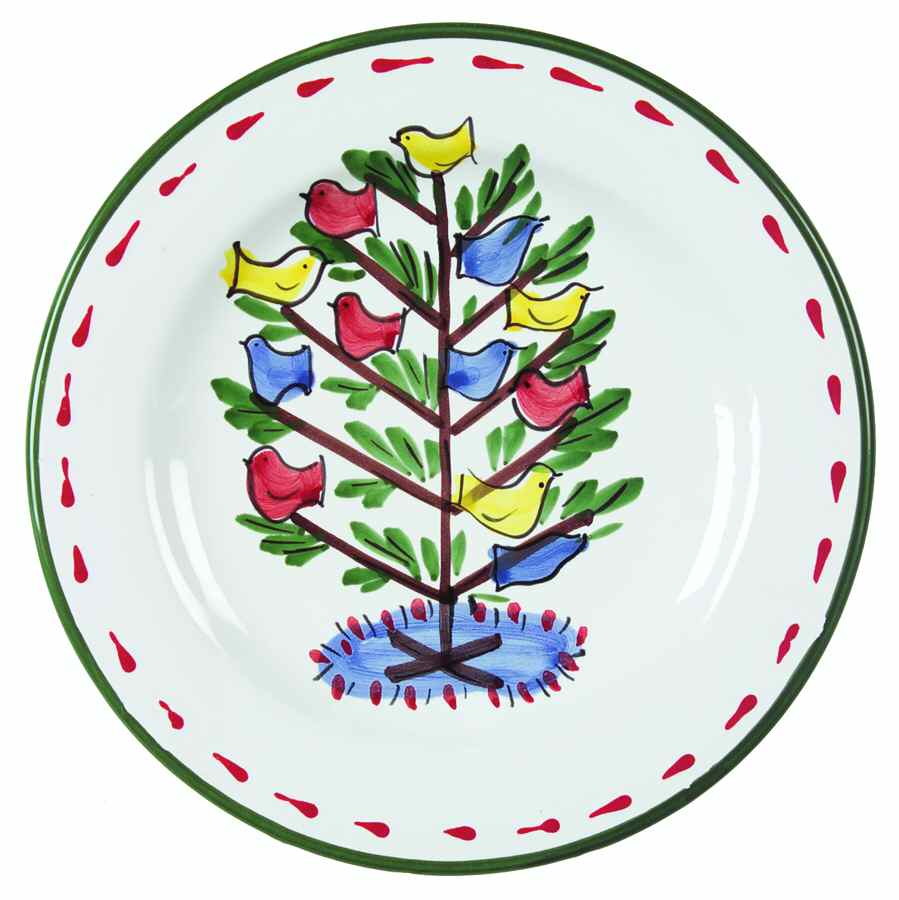 Natale (Green Or Red Trim) Salad Plate by Vietri (Italy)-1