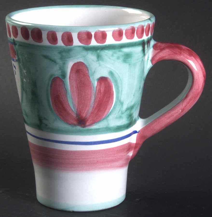 Campagna Chicken (Green Border, Pink Dots) Mug by Ceramica Artistica (CAS Vietri)-1