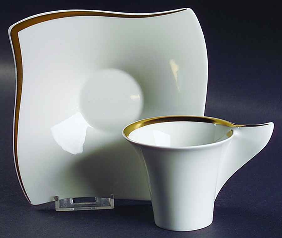 New Wave Premium Gold Flat Cup & Saucer Set by Villeroy & Boch-1