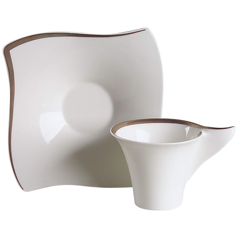 New Wave Premium Platinum Flat Cup & Saucer Set by Villeroy & Boch-1