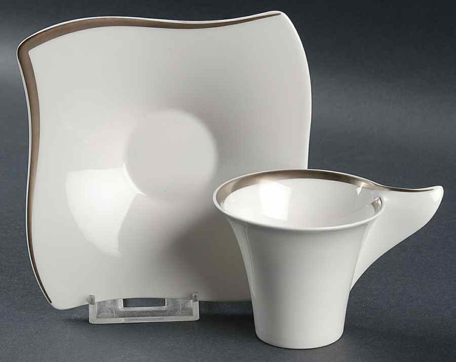 New Wave Premium Platinum Flat Demitasse Cup & Saucer Set by Villeroy & Boch-1
