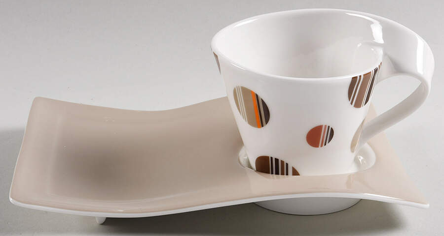 New Wave Caffe Chocolate Drops Cafe Au Laite Party Plate/Snack & Cup Set by Villeroy & Boch-1