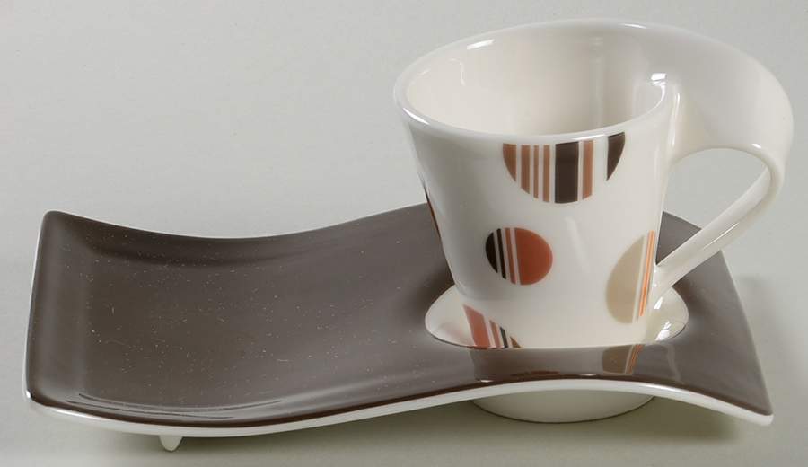 New Wave Caffe Chocolate Drops Espresso Plate Plate & Cup Set by Villeroy & Boch-1