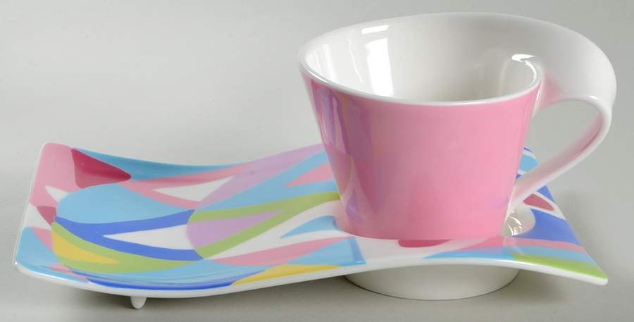 New Wave Caffe Fashionista Cafe Au Laite Party Plate/Snack & Cup Set by Villeroy & Boch-1