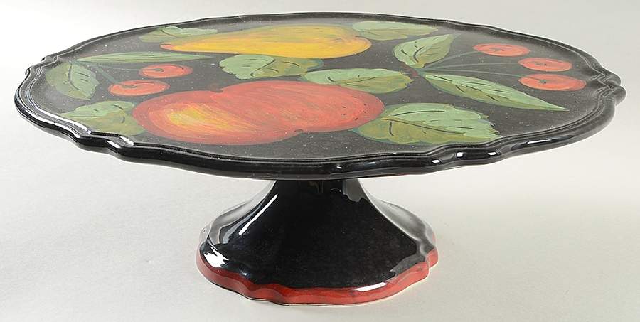 Vintage Fruit 12" Diameter Pedestal Cake Stand by Vietri (Italy)-1