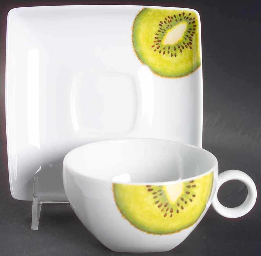 Tropics Kiwi Flat Cup & Saucer Set by Vista Alegre-1