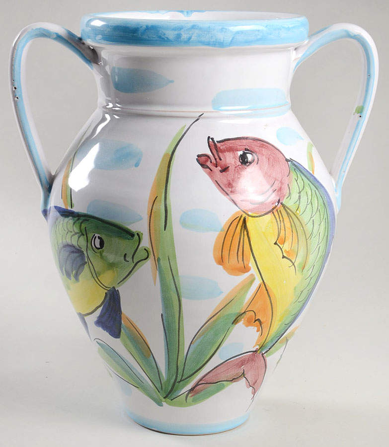 Vista del Mare 11" Handled Vase by Vietri (Italy)-1
