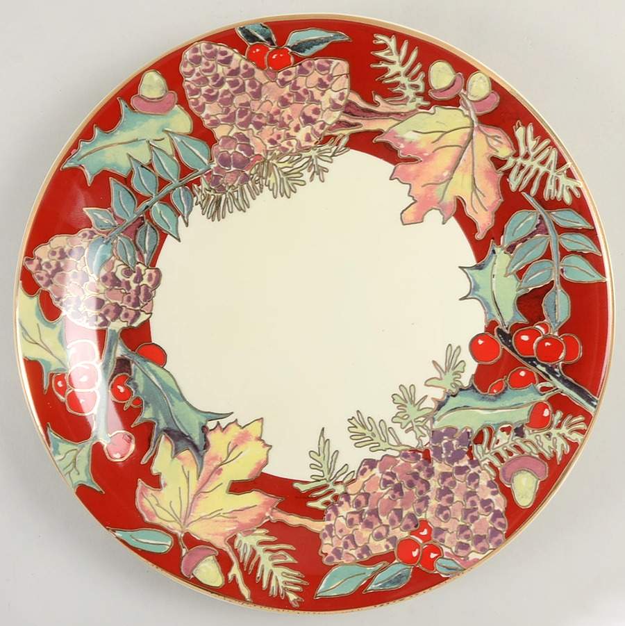 Crimson Wreath Dinner Plate by VARM Ceramica (Italy)-1