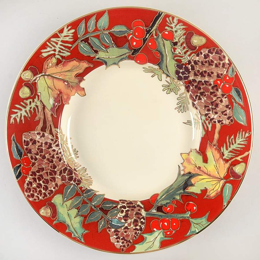 Crimson Wreath 16" Chop Plate (Round Platter) by VARM Ceramica (Italy)-1