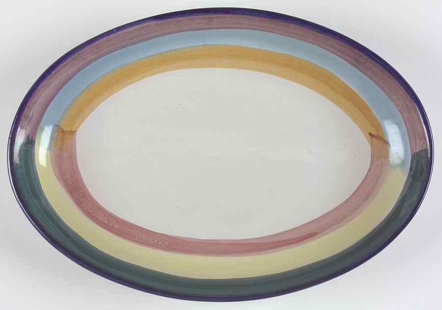 Rainbow Stripes 16" Oval Serving Platter by Vietri (Italy)-1