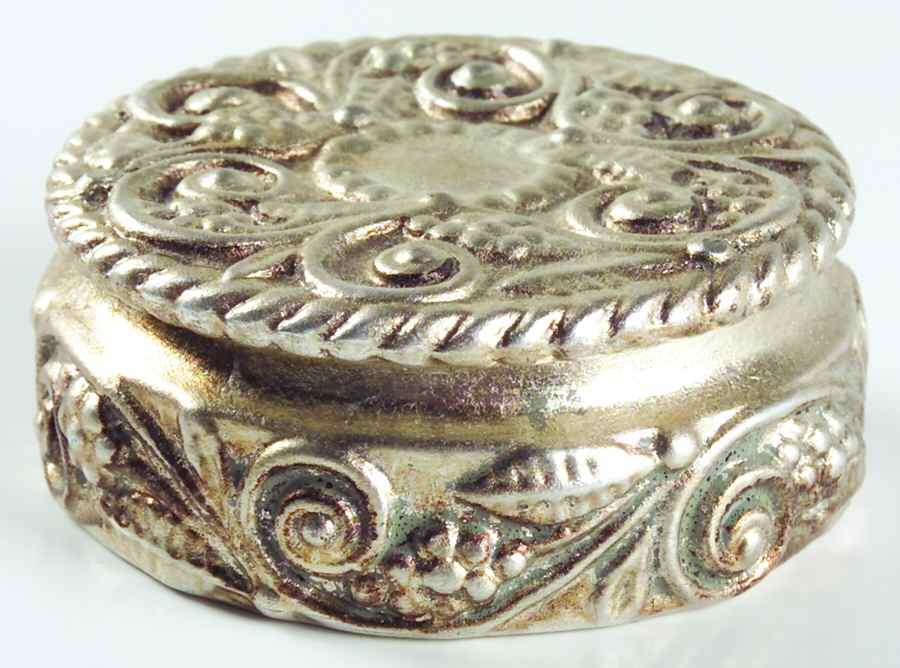 Florentine Silver 3" Round Box & Lid by Vietri (Italy)-1