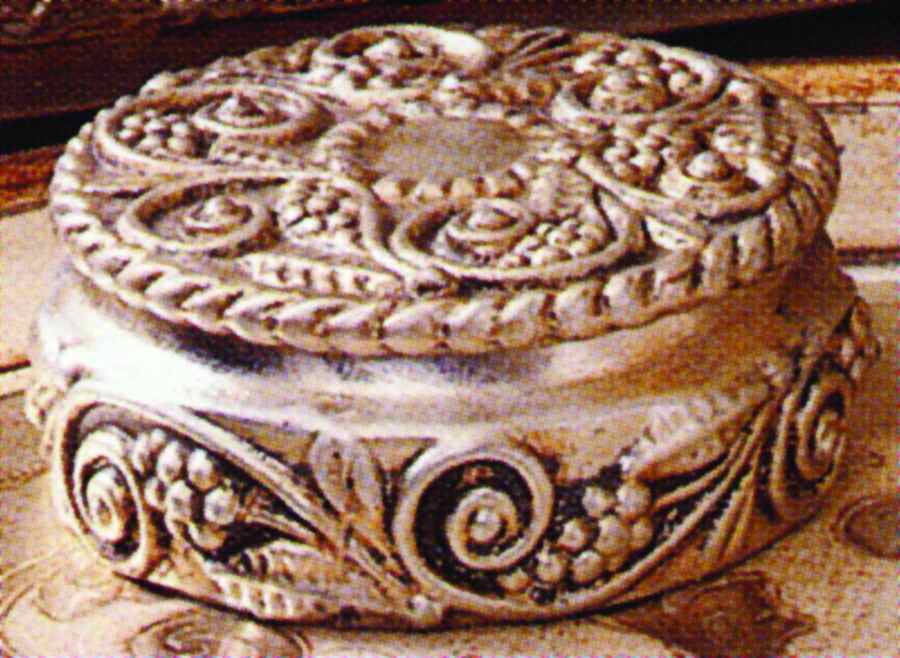 Florentine Silver 3" Round Box & Lid by Vietri (Italy)-1
