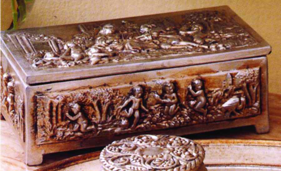 Florentine Silver Lid for Trinket Box by Vietri (Italy)-1