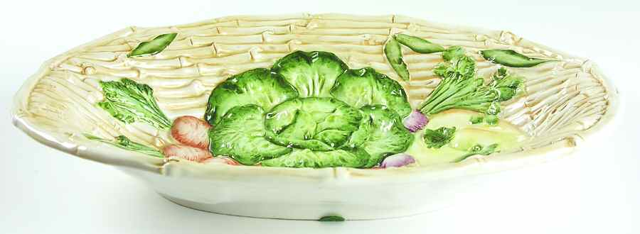 Bamboo With Vegetable 15" Oval Vegetable Bowl by Vietri (Italy)-1