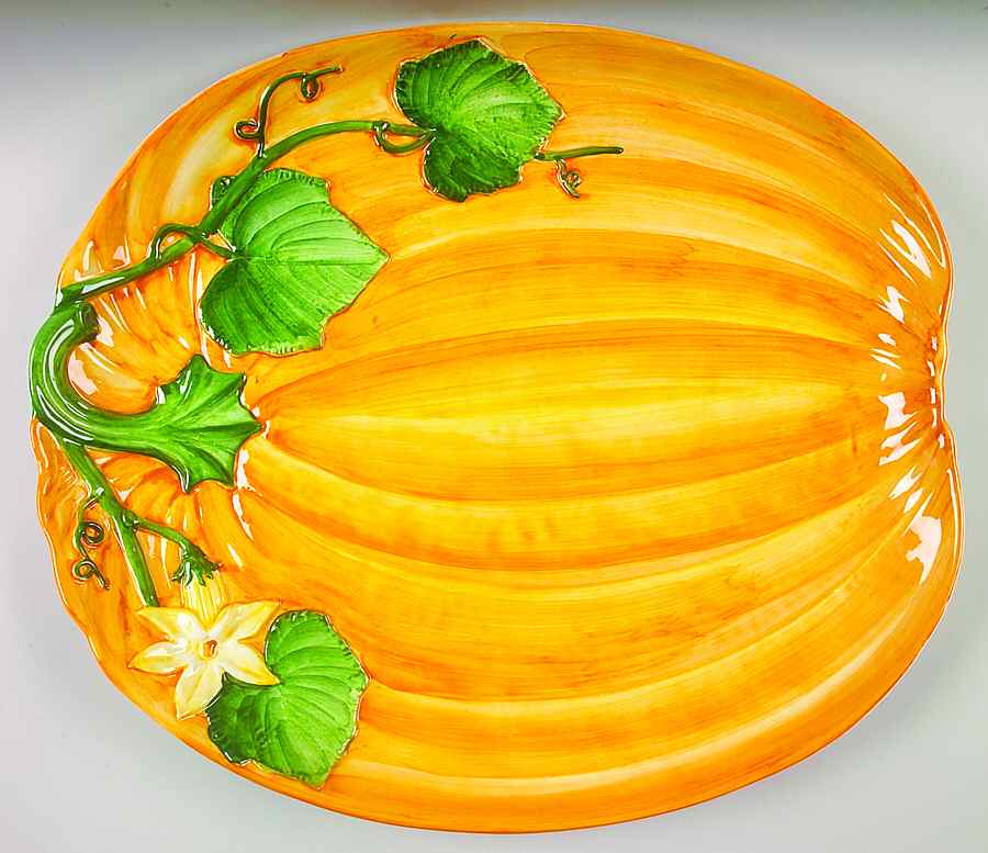 Pumpkin Patch 18" Oval Serving Platter by Vietri (Italy)-1
