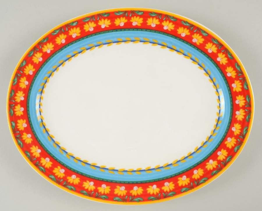 Yellow Flowers 12" Oval Serving Platter by Vista Alegre-1