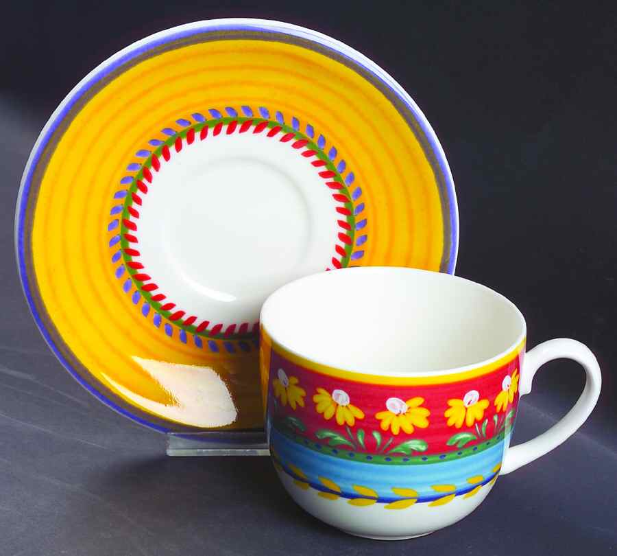 Yellow Flowers Breakfast Cup & Saucer Set by Vista Alegre-1