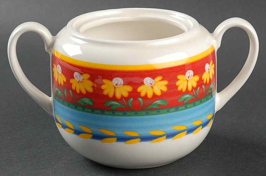 Yellow Flowers Sugar Bowl No Lid by Vista Alegre-1