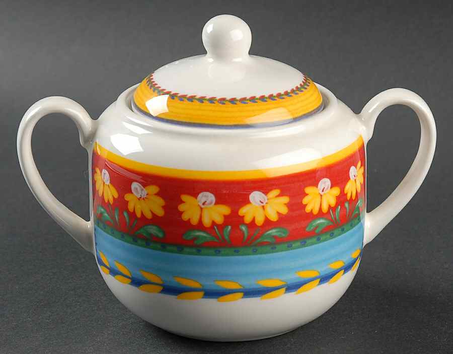 Yellow Flowers Sugar Bowl & Lid by Vista Alegre-1