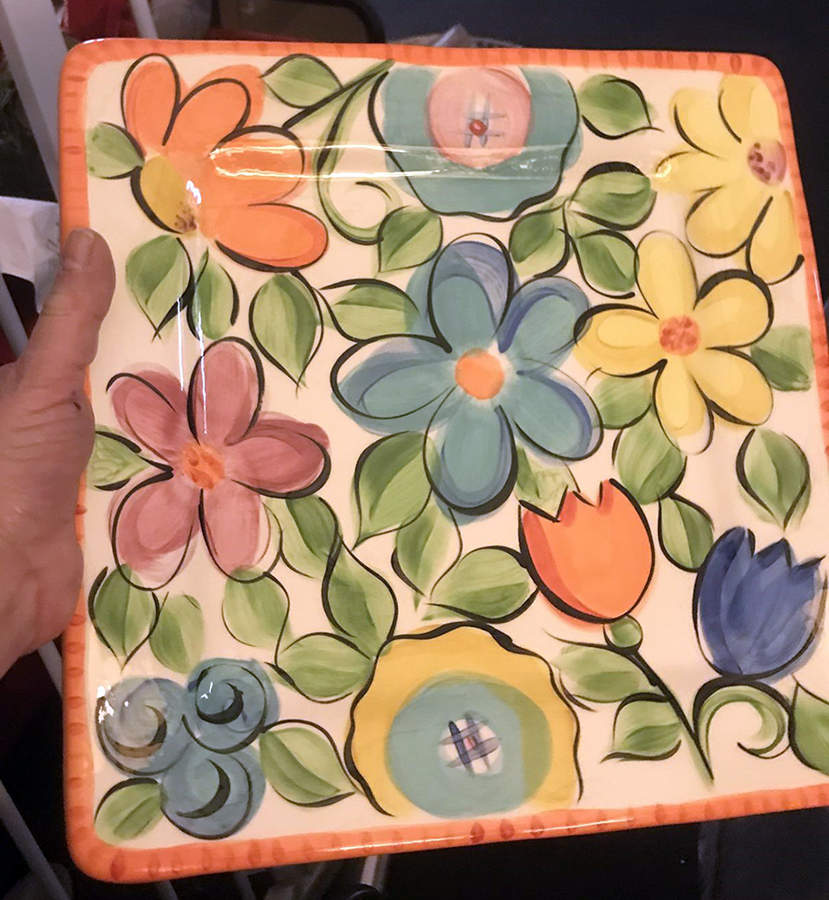 Bloomin' Blossoms Square Dinner Plate by Vicki Carroll Studio-1