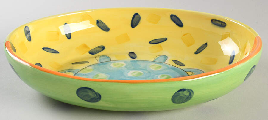 Bloomin' Blossoms 10" Oval Vegetable Bowl by Vicki Carroll Studio-1