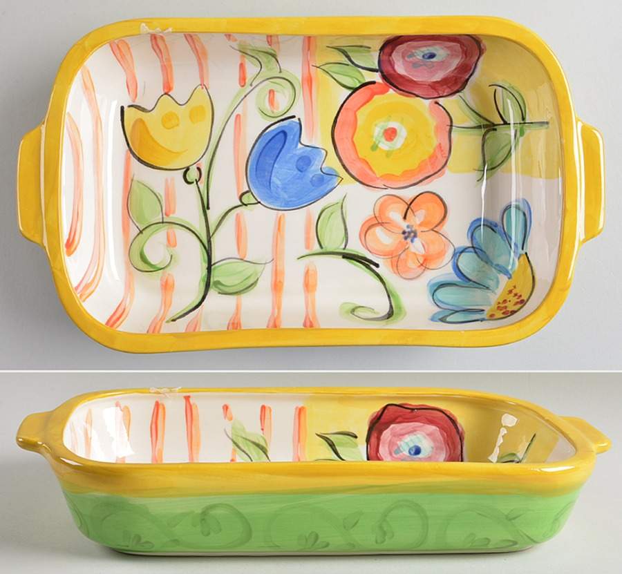 Bloomin' Blossoms 13"  Rectangular Baker by Vicki Carroll Studio-1