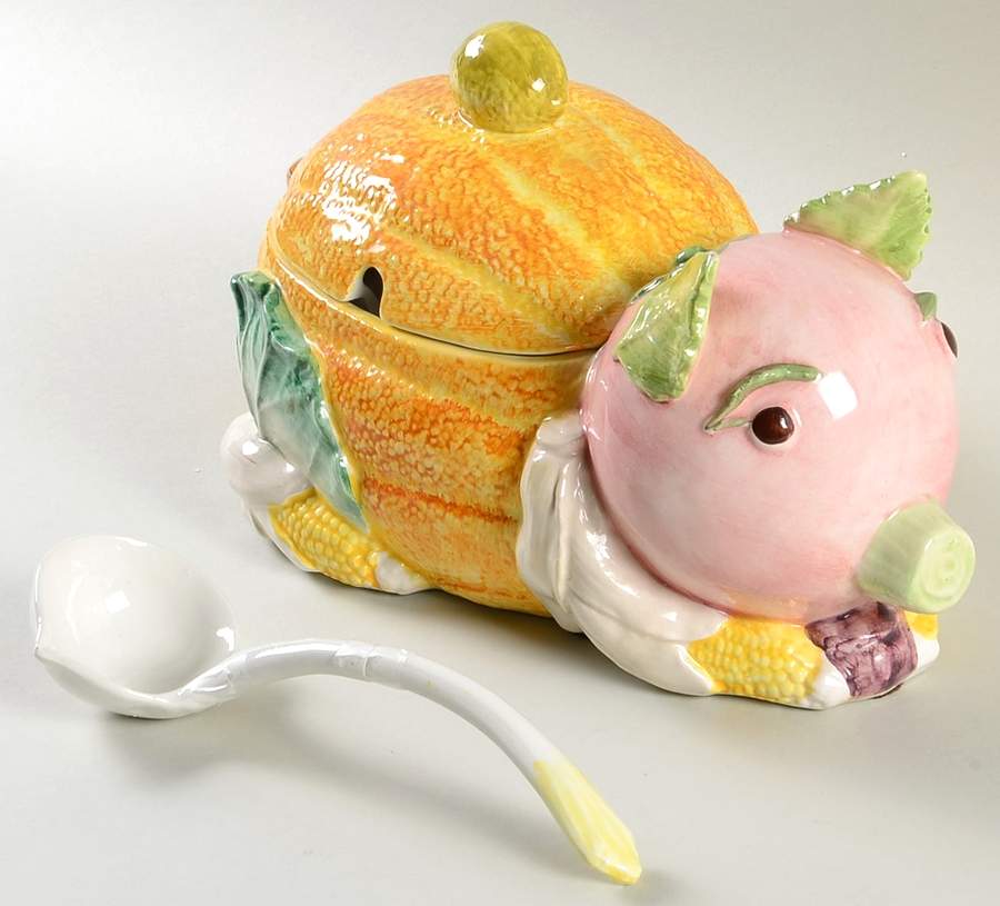 Botanical Collection Animals Small Tureen & Lid by Vietri (Italy)-1