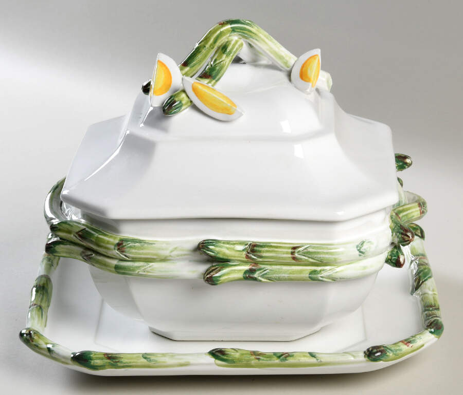 Asparagi Small Tureen w/Lid & Underplate by Vietri (Italy)-1