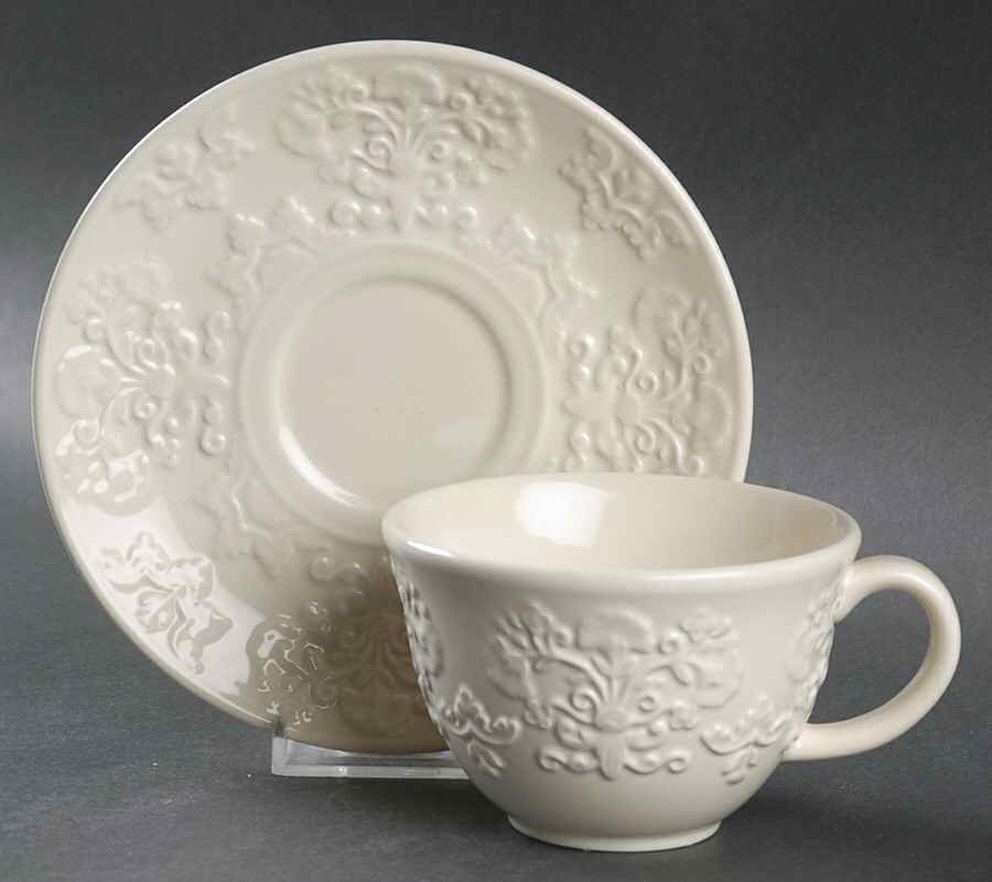 Pavilion Cream Flat Cup & Saucer Set by Vista Alegre-1
