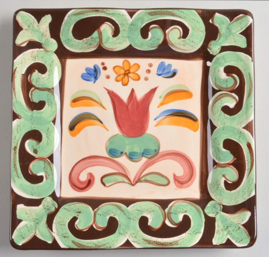 Sil Vous Plait Square Salad Plate by Vicki Carroll Studio-1
