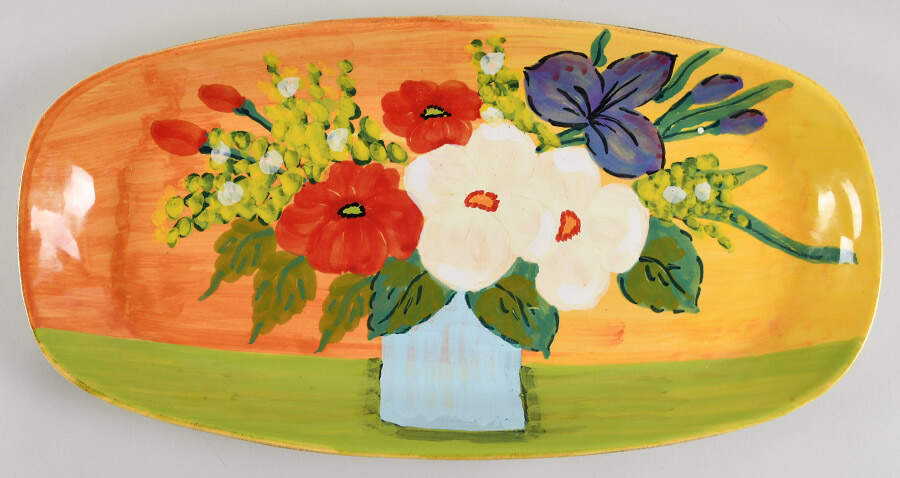 Sara's Garden 18" Oval Serving Platter by Vietri (Italy)-1