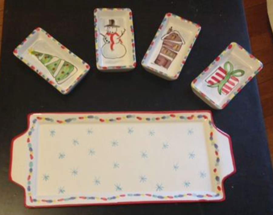 Jolly Relish Dish with 5-Piece Tray & 4 Motif Inserts by Vietri (Italy)-1