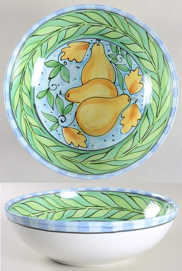 Rabbit in the Orchard 11" Round Serving Bowl by Vietri (Italy)-1