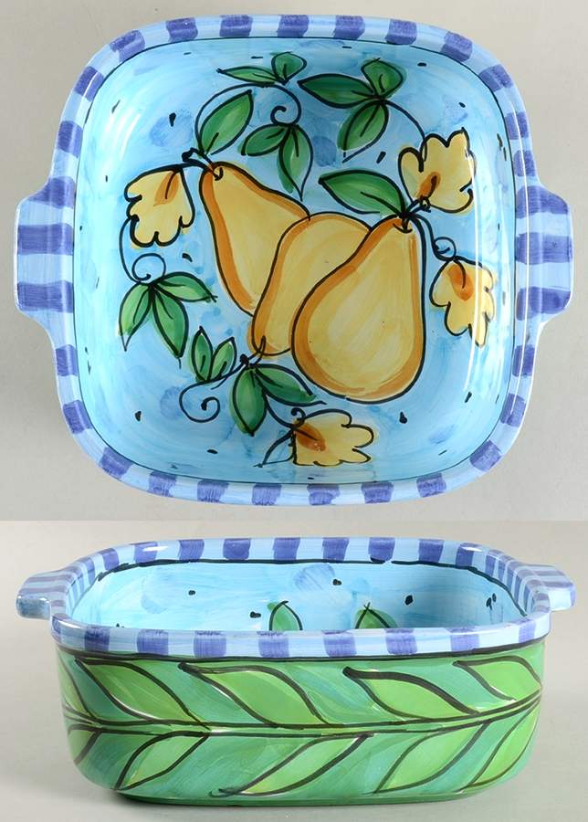 Rabbit in the Orchard 10" Square Baker by Vietri (Italy)-1