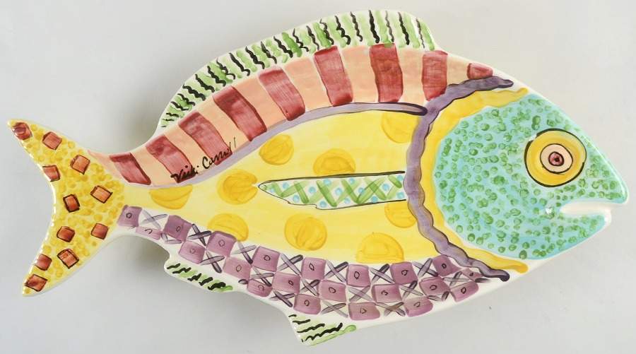 Razzle Dazzle 21" Fish Shaped Platter by Vicki Carroll Studio-1