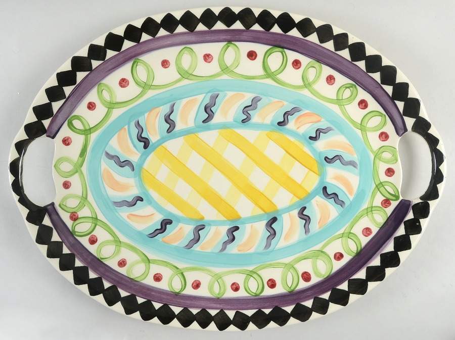 Razzle Dazzle 20" Oval Handled Serving Platter by Vicki Carroll Studio-1