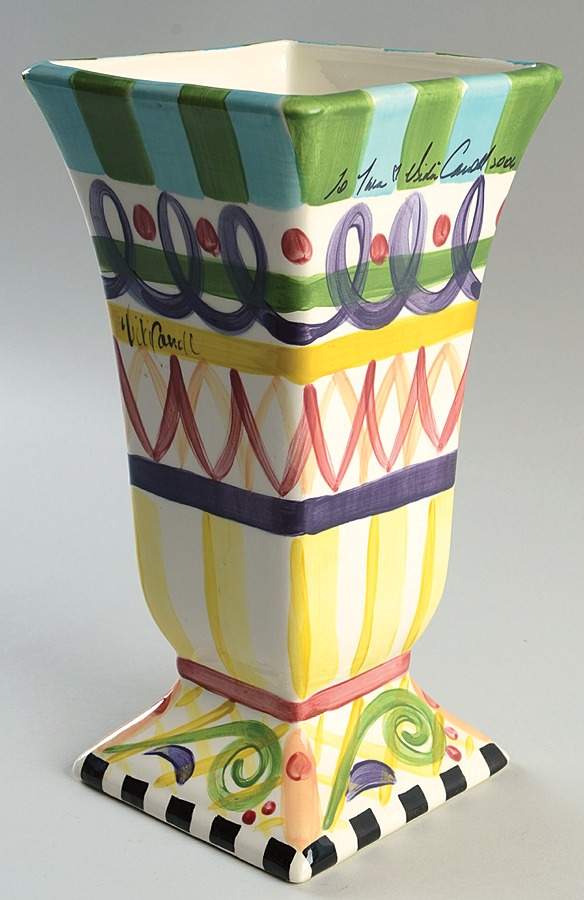 Razzle Dazzle 10" Footed Vase by Vicki Carroll Studio-1