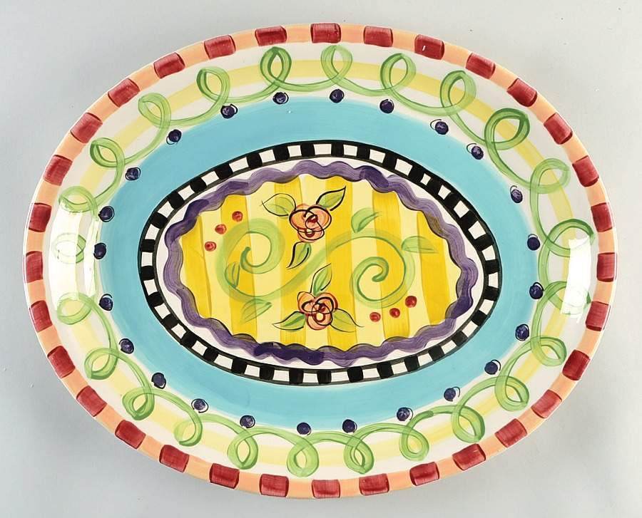 Razzle Dazzle 18" Oval Serving Platter by Vicki Carroll Studio-1