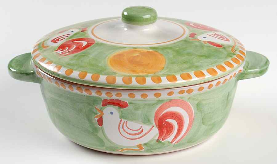 Campagna Rooster (Gallina) 1.25 Qt Round Covered Casserole by Vietri (Italy)-1