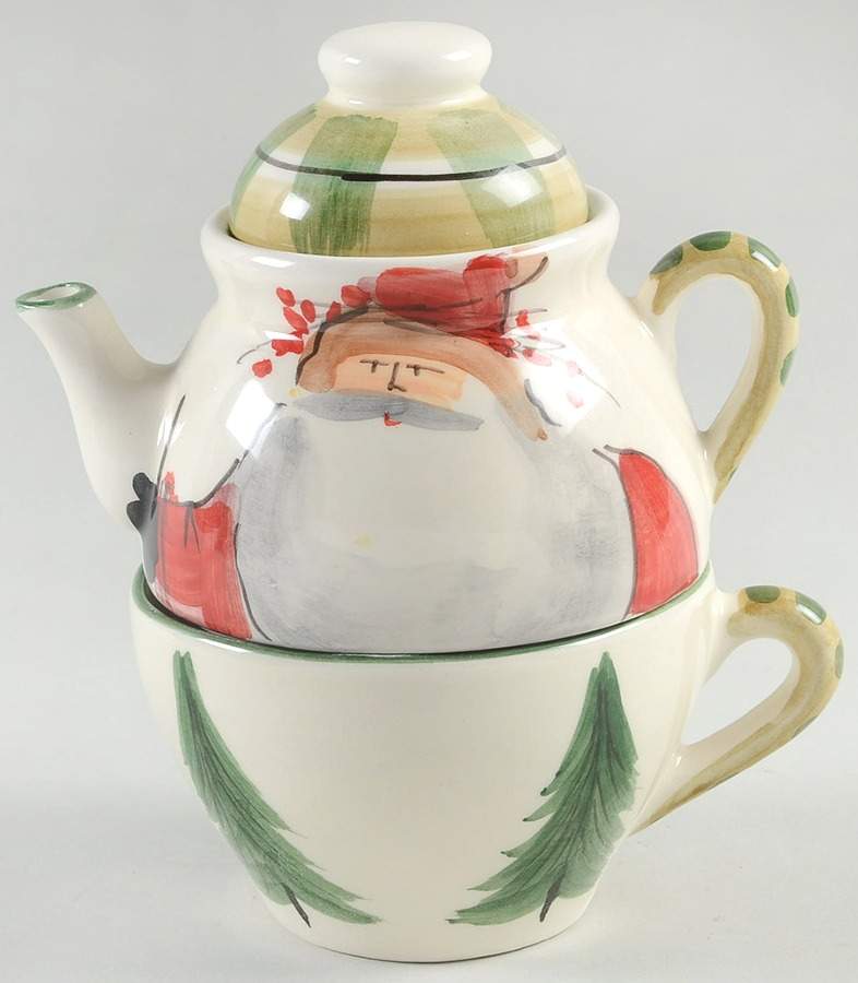 Old St Nick Individual Teapot & Lid with Cup by Vietri (Italy)-1