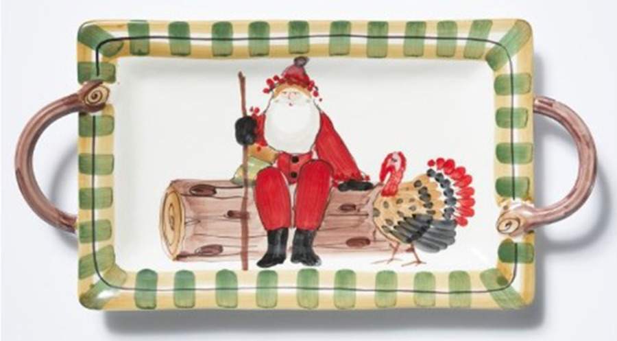 Old St Nick 23" Rectangular Handled Serving Platter by Vietri (Italy)-1