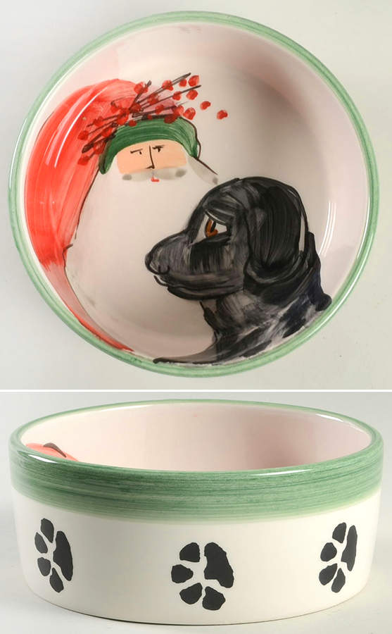 Old St Nick Dog Bowl by Vietri (Italy)-1