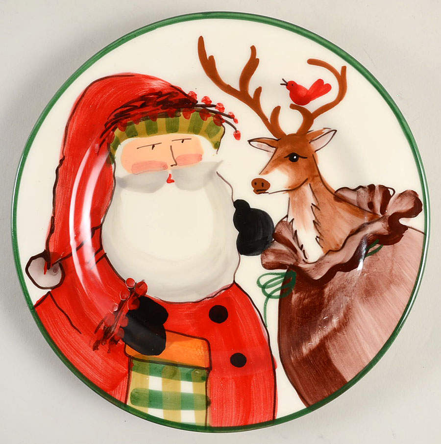 Old St Nick Salad Plate by Vietri (Italy)-1