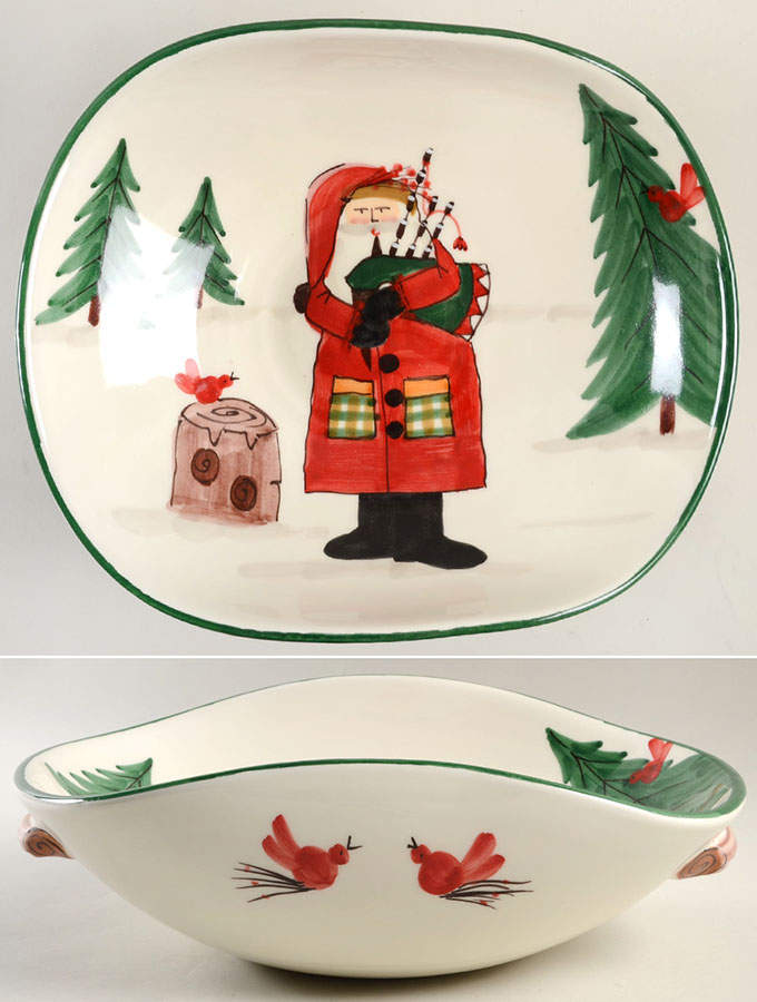 Old St Nick 14" Oval Handled Serving Bowl by Vietri (Italy)-1