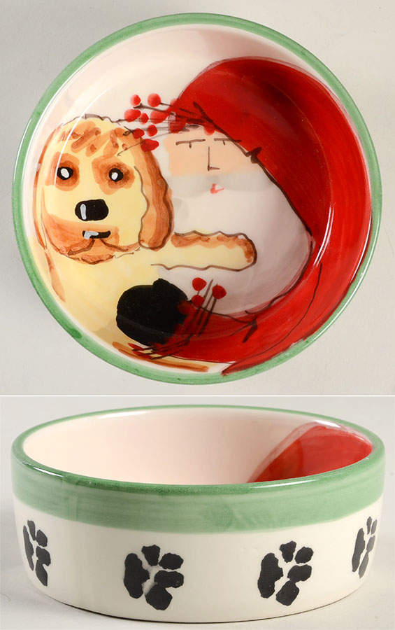 Old St Nick Small Dog Bowl by Vietri (Italy)-1